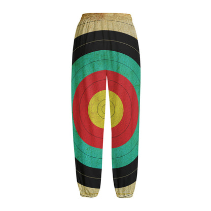 Grunge Bullseye Target Print Fleece Lined Knit Pants