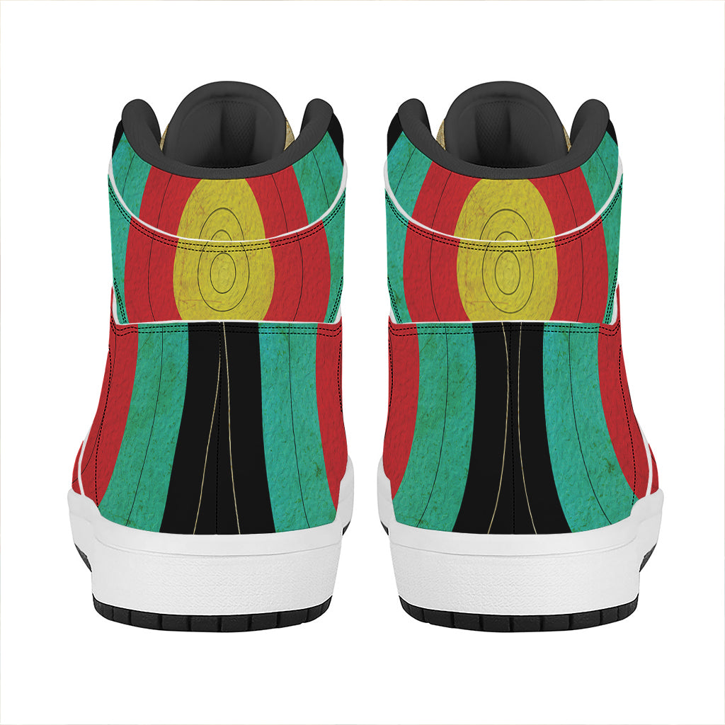 Grunge Bullseye Target Print High Top Leather Sneakers