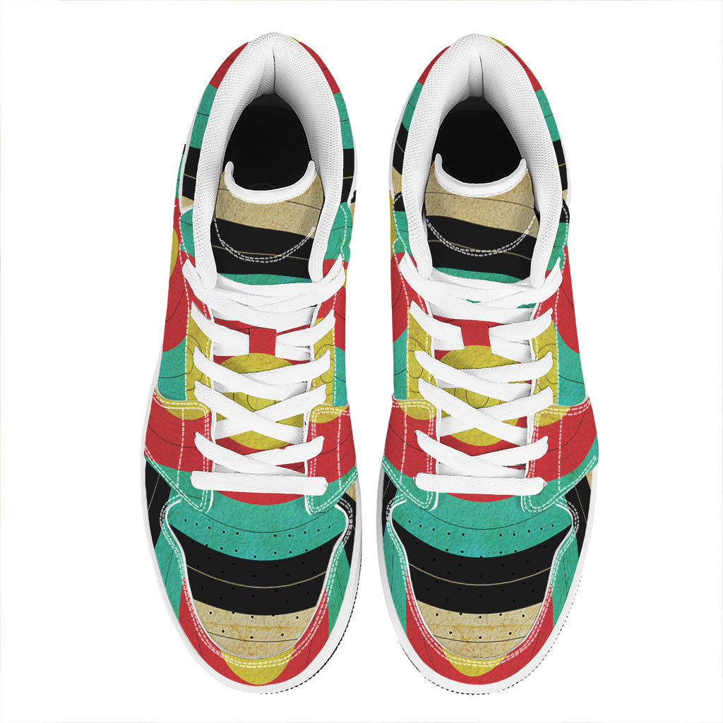 Grunge Bullseye Target Print High Top Leather Sneakers