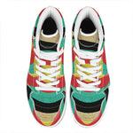 Grunge Bullseye Target Print High Top Leather Sneakers