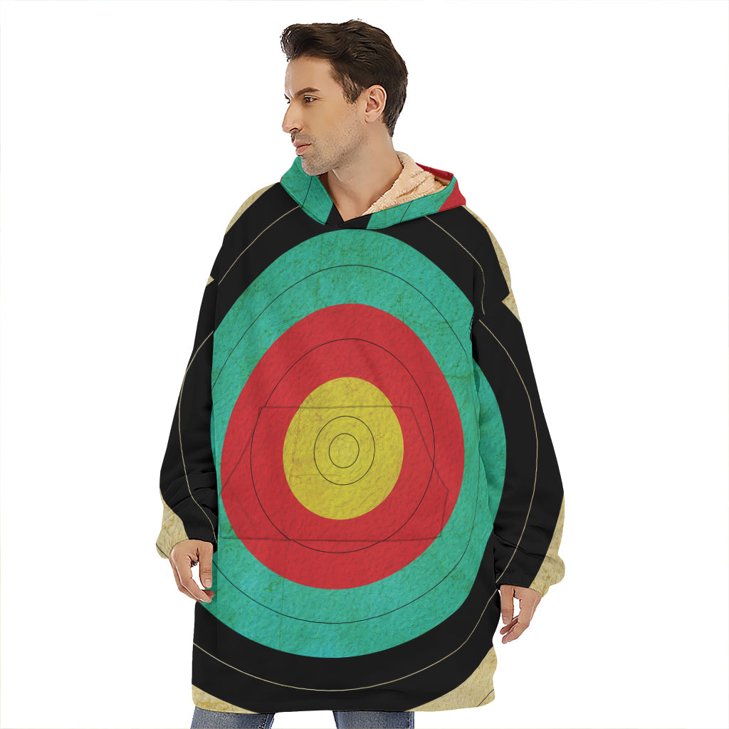 Grunge Bullseye Target Print Hoodie Blanket