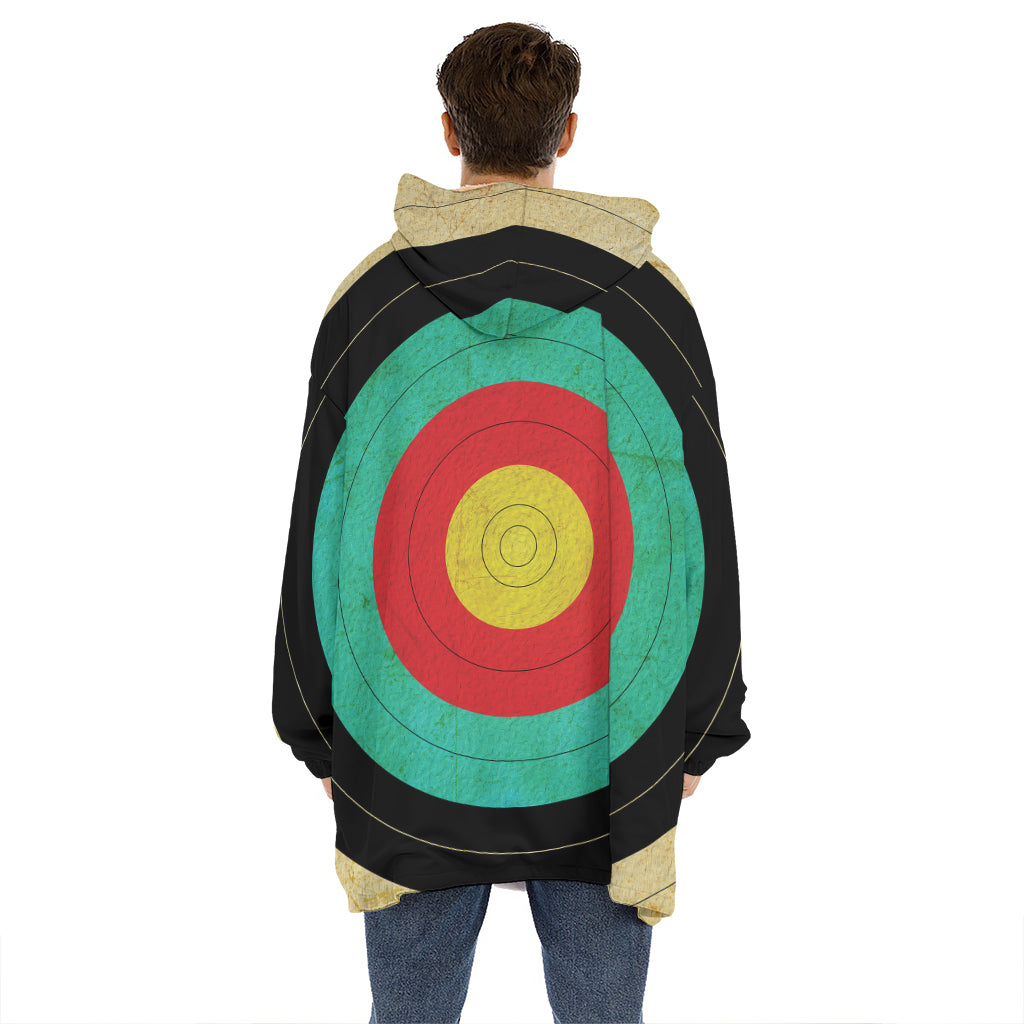 Grunge Bullseye Target Print Hoodie Blanket