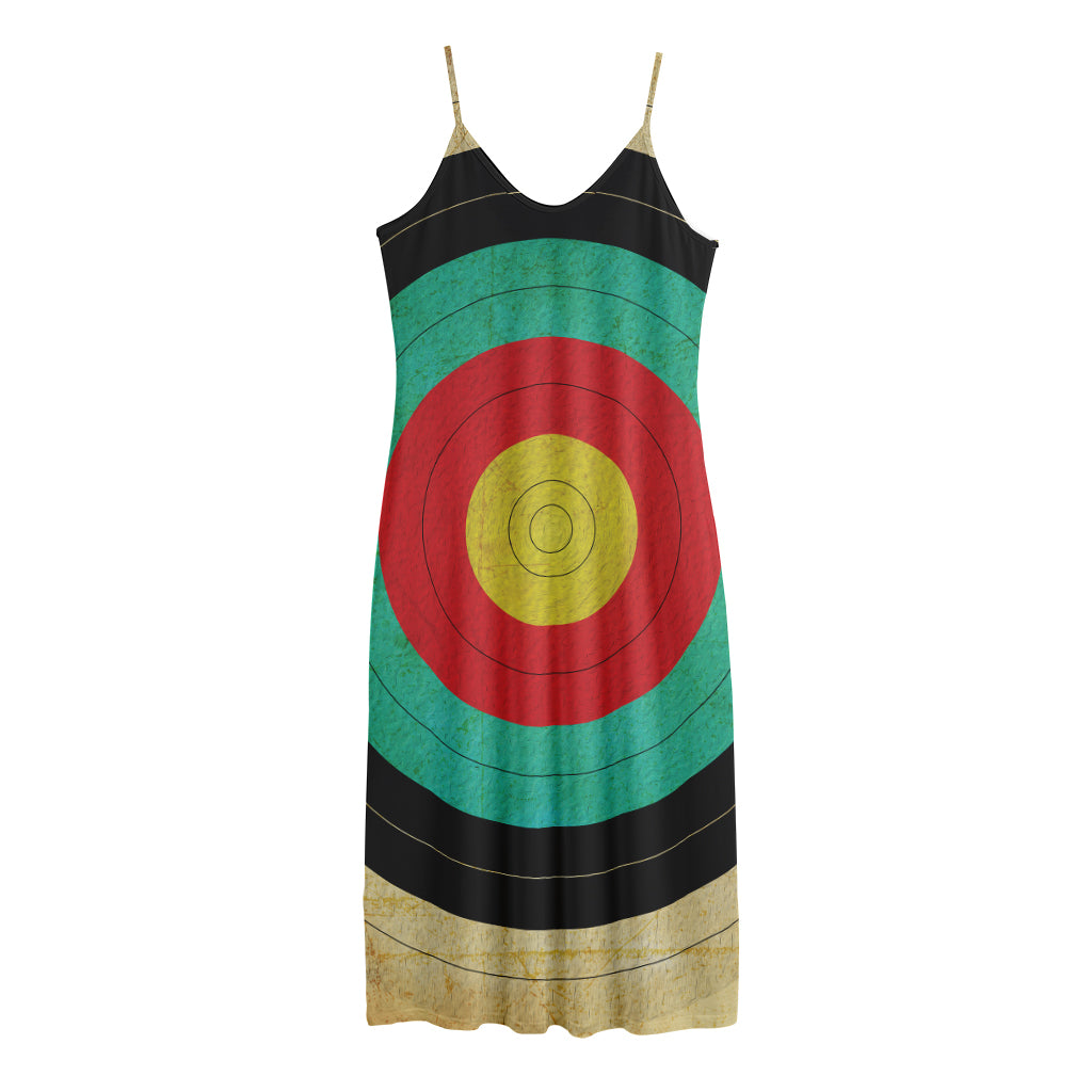 Grunge Bullseye Target Print Jersey Midi Cami Dress