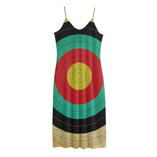 Grunge Bullseye Target Print Jersey Midi Cami Dress