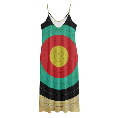 Grunge Bullseye Target Print Jersey Midi Cami Dress