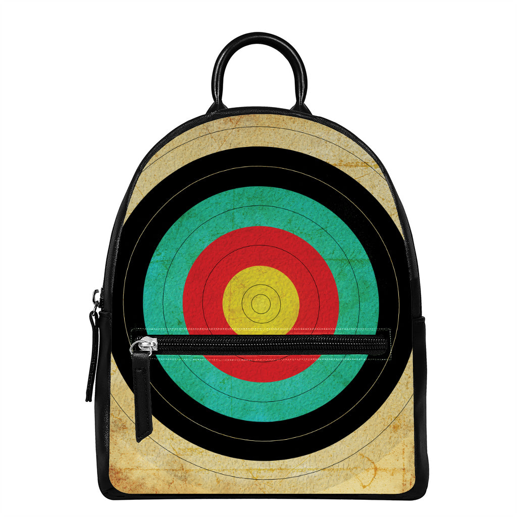 Grunge Bullseye Target Print Leather Backpack