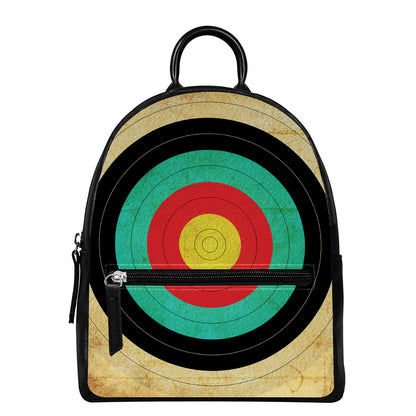 Grunge Bullseye Target Print Leather Backpack