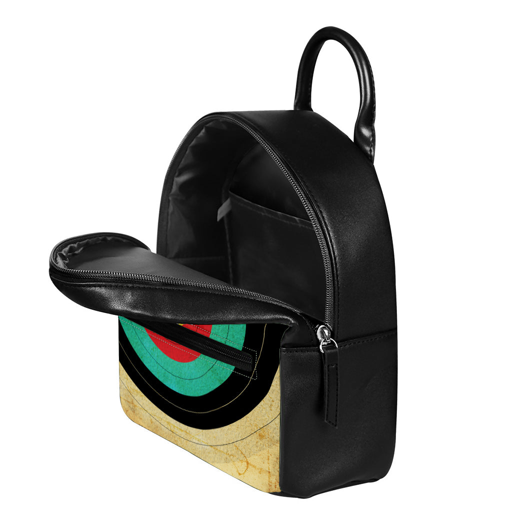Grunge Bullseye Target Print Leather Backpack