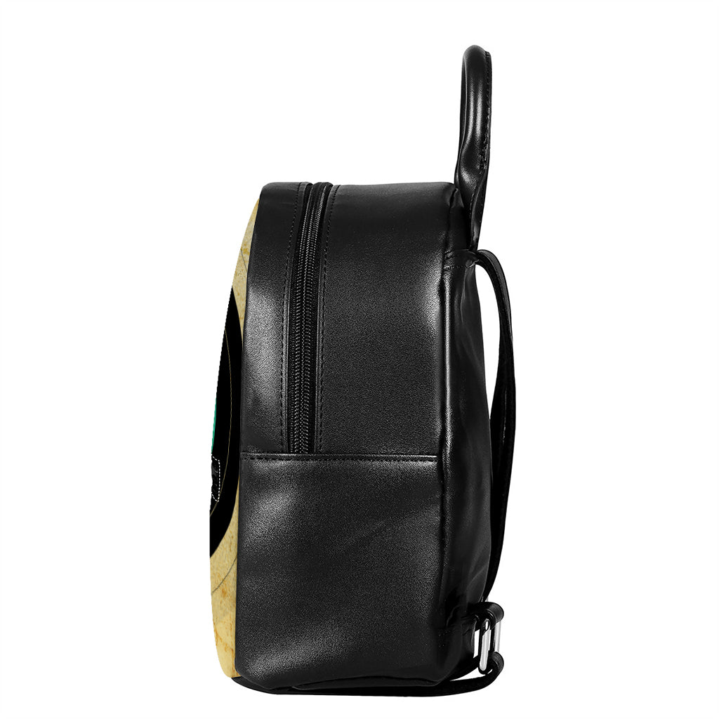 Grunge Bullseye Target Print Leather Backpack