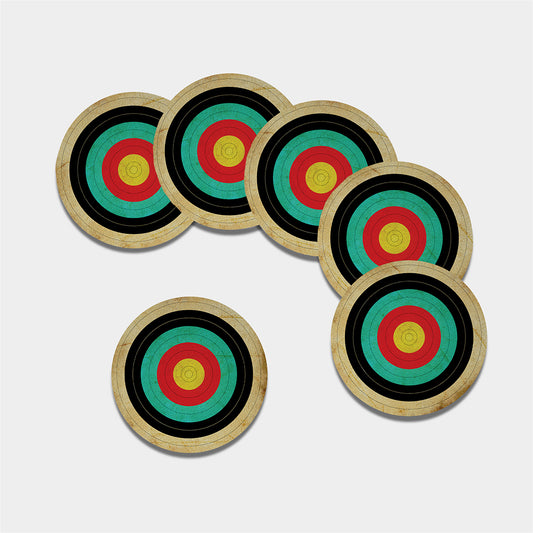 Grunge Bullseye Target Print Leather Coaster Set