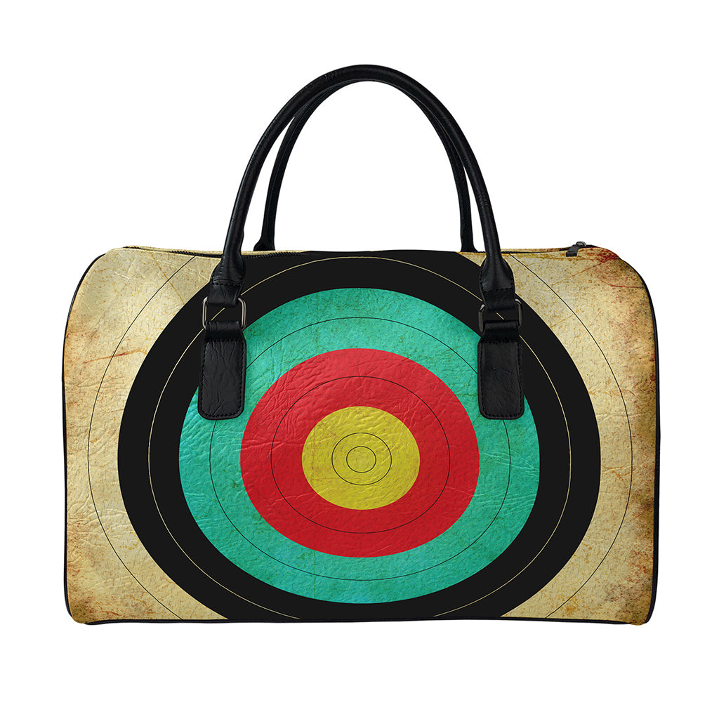 Grunge Bullseye Target Print Leather Duffle Bag