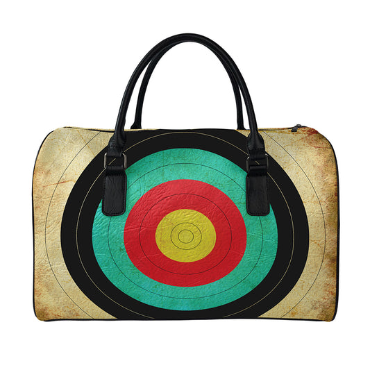 Grunge Bullseye Target Print Leather Duffle Bag