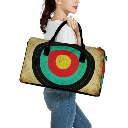 Grunge Bullseye Target Print Leather Duffle Bag
