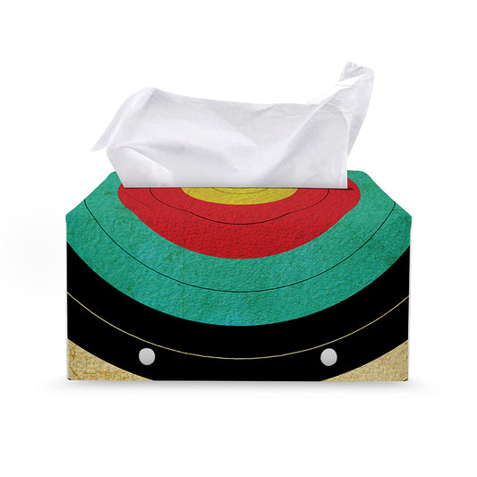 Grunge Bullseye Target Print Leather Tissue Box Cover