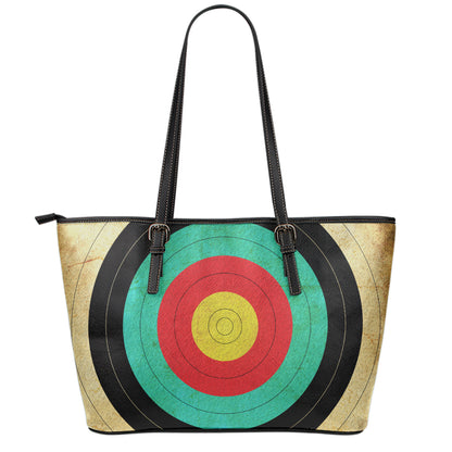 Grunge Bullseye Target Print Leather Tote Bag