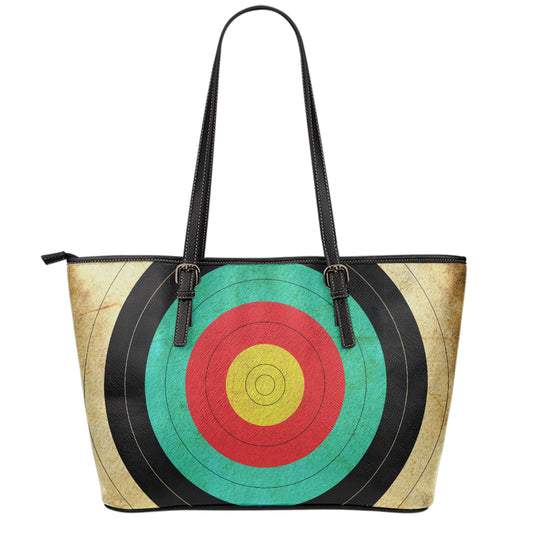 Grunge Bullseye Target Print Leather Tote Bag
