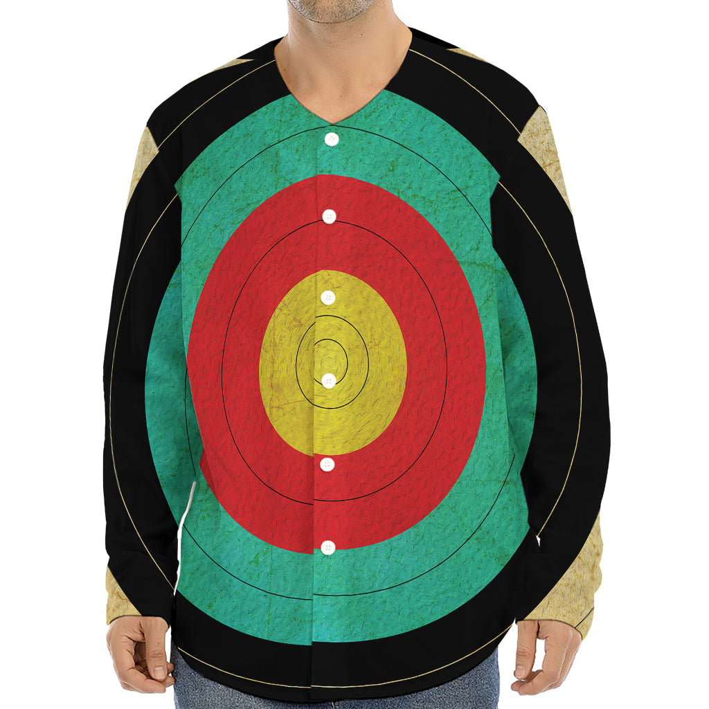 Grunge Bullseye Target Print Long Sleeve Baseball Jersey