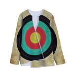 Grunge Bullseye Target Print Long Sleeve Short Coat