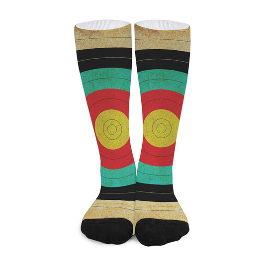 Grunge Bullseye Target Print Long Socks