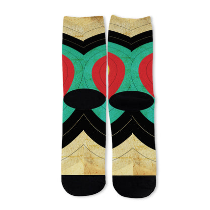 Grunge Bullseye Target Print Long Socks