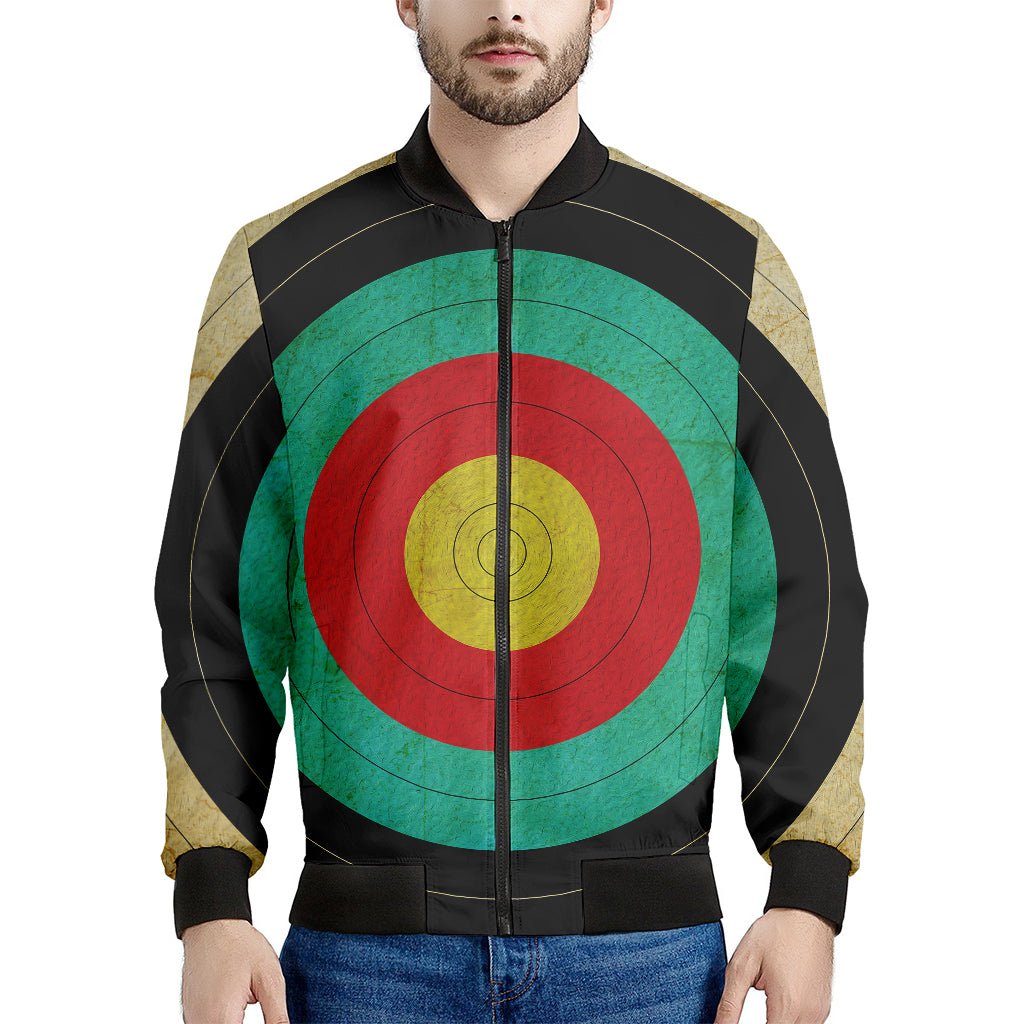Grunge Bullseye Target Print Men's Bomber Jacket