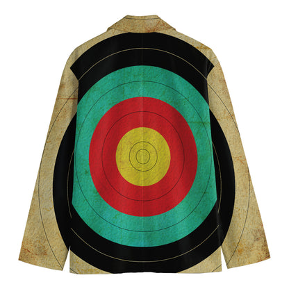 Grunge Bullseye Target Print Men's Cotton Blazer