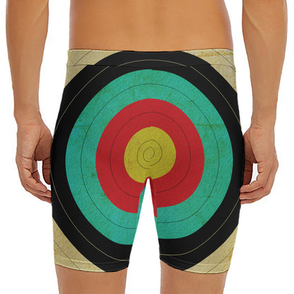 Grunge Bullseye Target Print Men's Long Boxer Briefs