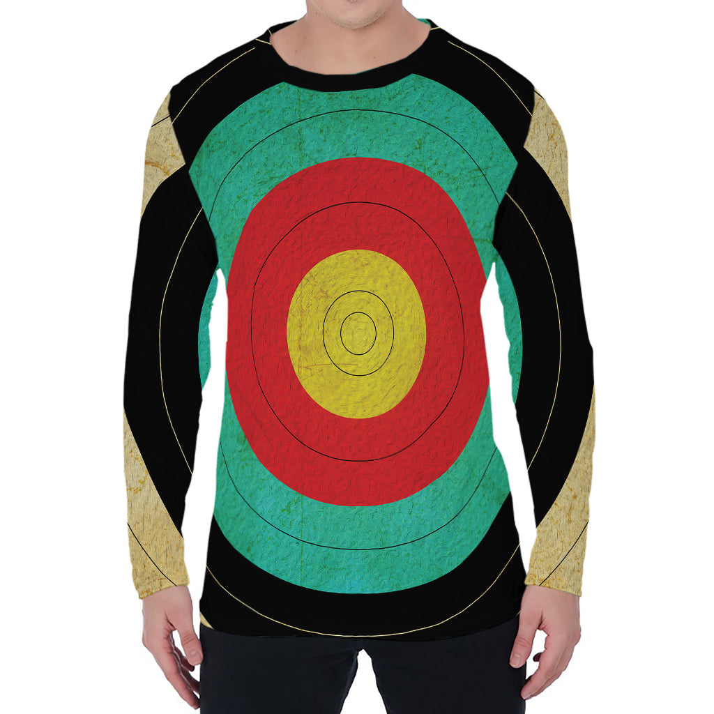 Grunge Bullseye Target Print Men's Long Sleeve T-Shirt