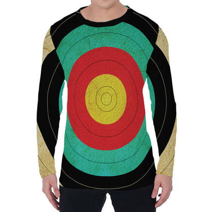 Grunge Bullseye Target Print Men's Long Sleeve T-Shirt
