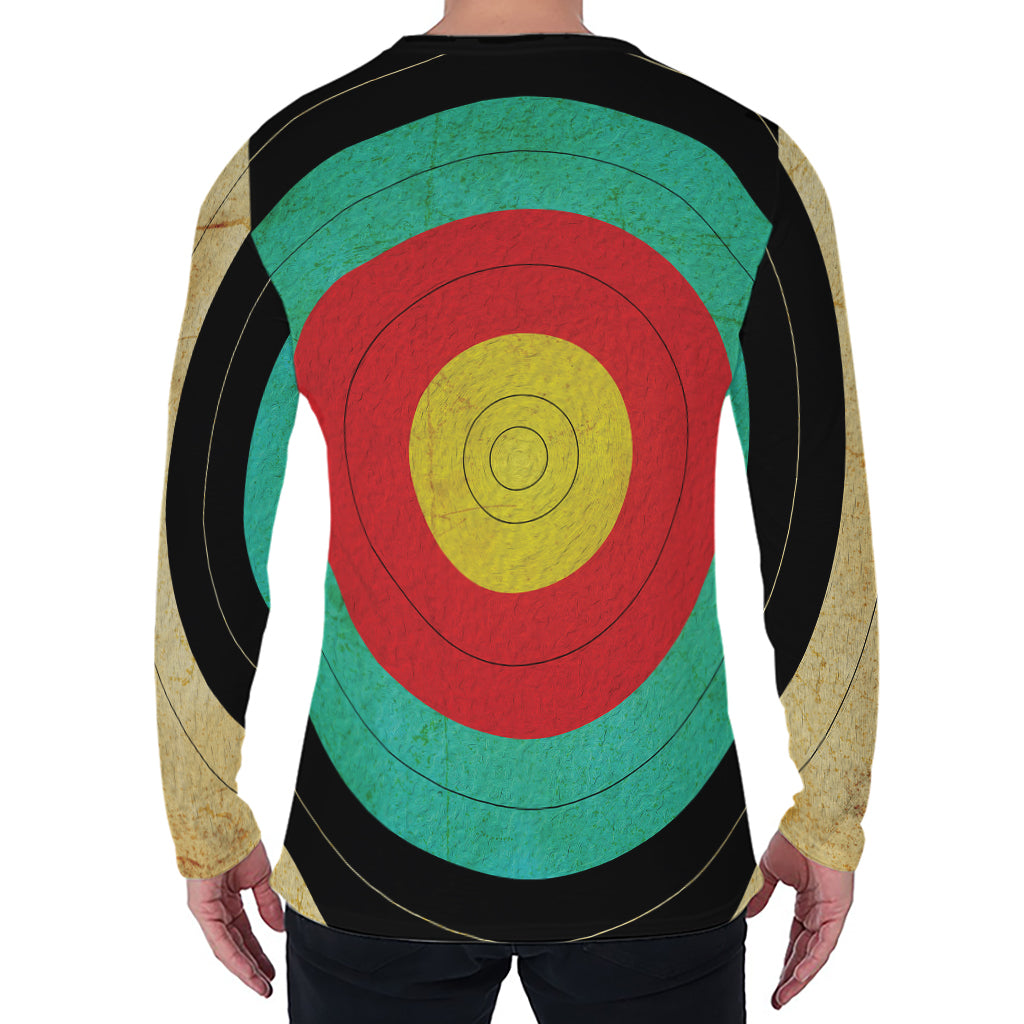 Grunge Bullseye Target Print Men's Long Sleeve T-Shirt