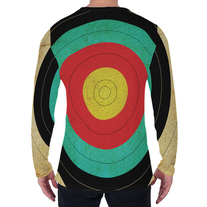 Grunge Bullseye Target Print Men's Long Sleeve T-Shirt