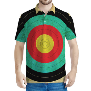 Grunge Bullseye Target Print Men's Polo Shirt