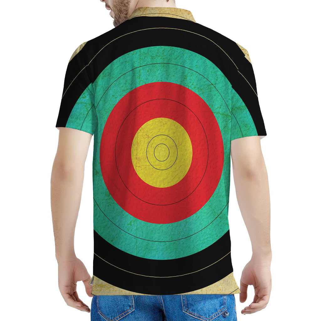 Grunge Bullseye Target Print Men's Polo Shirt