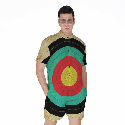 Grunge Bullseye Target Print Men's Rompers