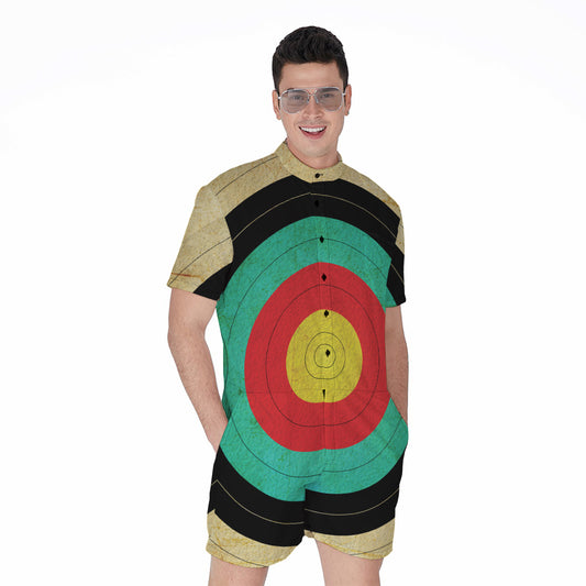 Grunge Bullseye Target Print Men's Rompers