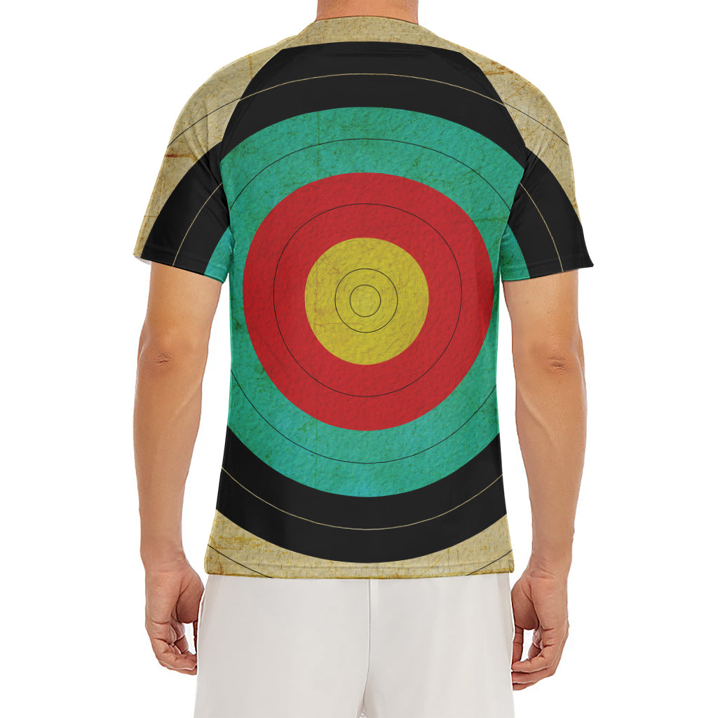 Grunge Bullseye Target Print Men's Short Sleeve Rash Guard