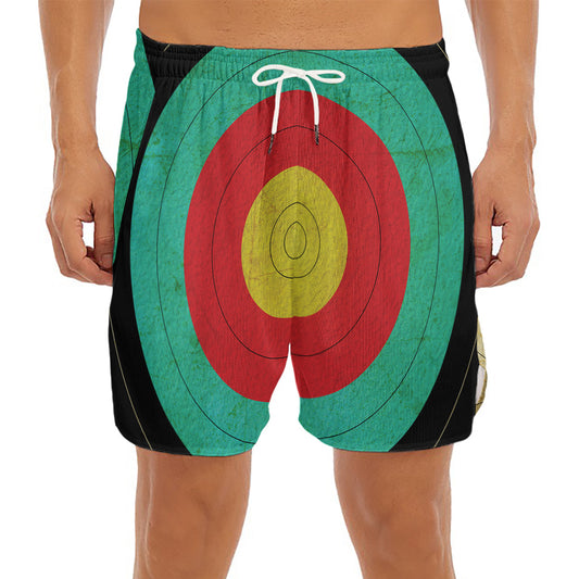 Grunge Bullseye Target Print Men's Split Running Shorts