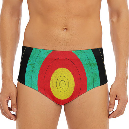 Grunge Bullseye Target Print Men's Triangle Swim Briefs