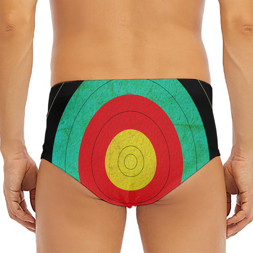 Grunge Bullseye Target Print Men's Triangle Swim Briefs