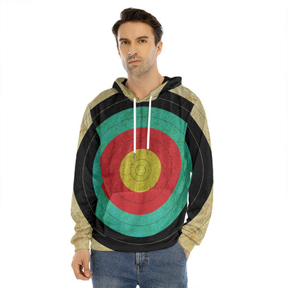 Grunge Bullseye Target Print Men's Velvet Pullover Hoodie