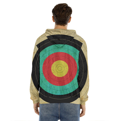 Grunge Bullseye Target Print Men's Velvet Pullover Hoodie