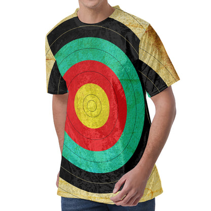 Grunge Bullseye Target Print Men's Velvet T-Shirt