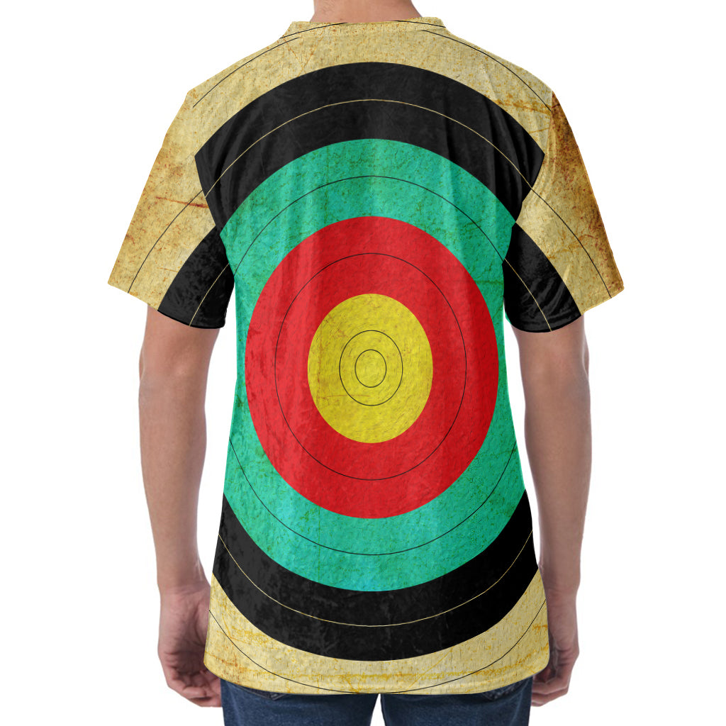 Grunge Bullseye Target Print Men's Velvet T-Shirt