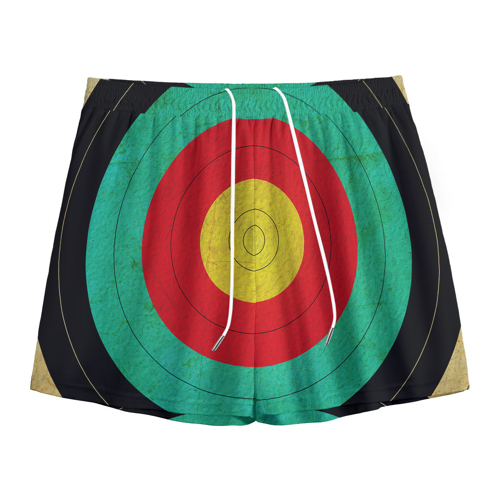 Grunge Bullseye Target Print Mesh Shorts