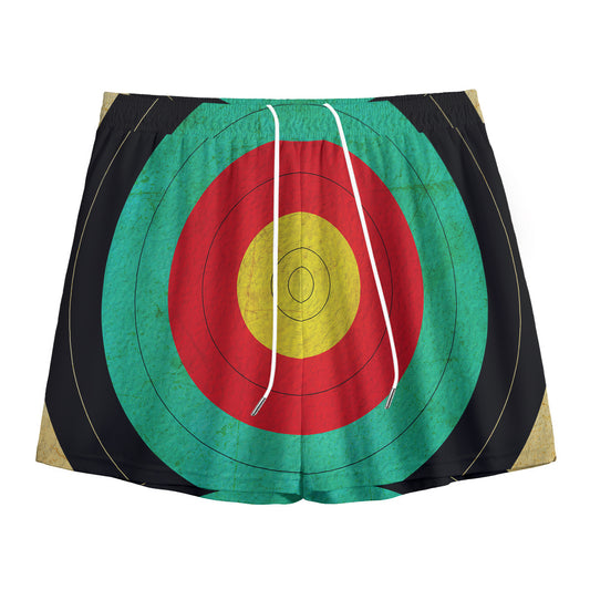Grunge Bullseye Target Print Mesh Shorts