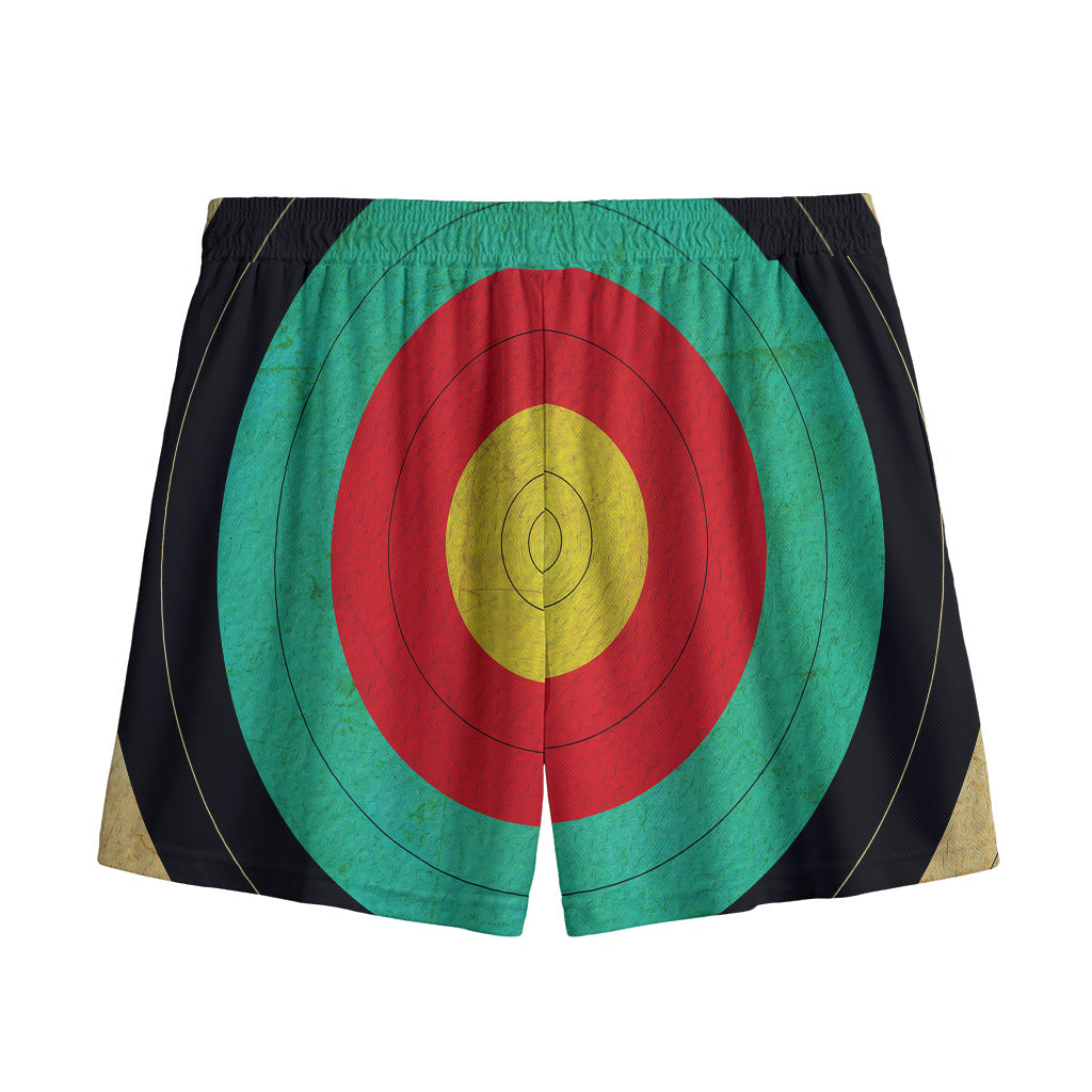 Grunge Bullseye Target Print Mesh Shorts