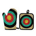 Grunge Bullseye Target Print Oven Mitt And Pot Holder Set