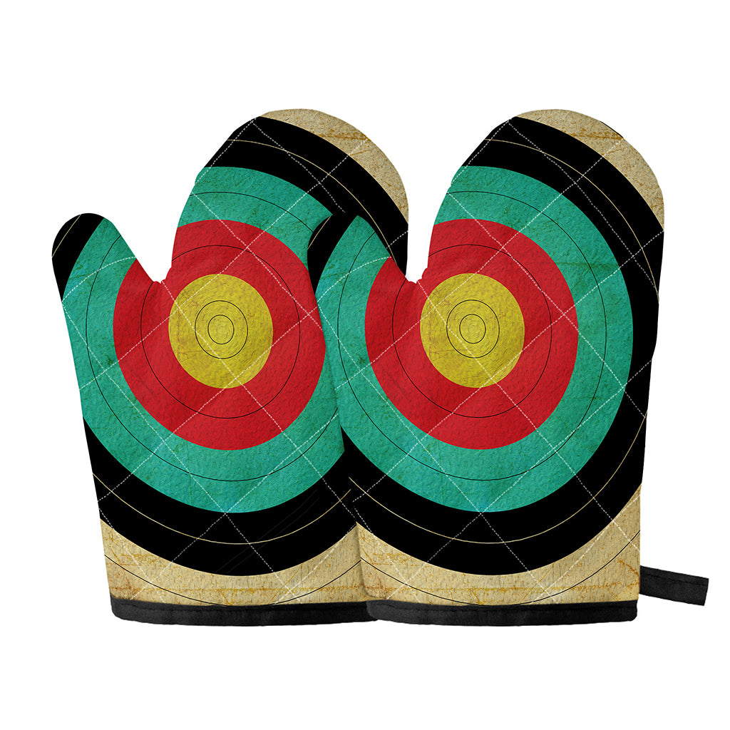 Grunge Bullseye Target Print Oven Mitts