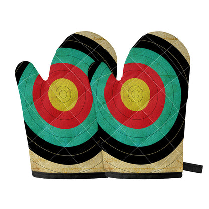Grunge Bullseye Target Print Oven Mitts
