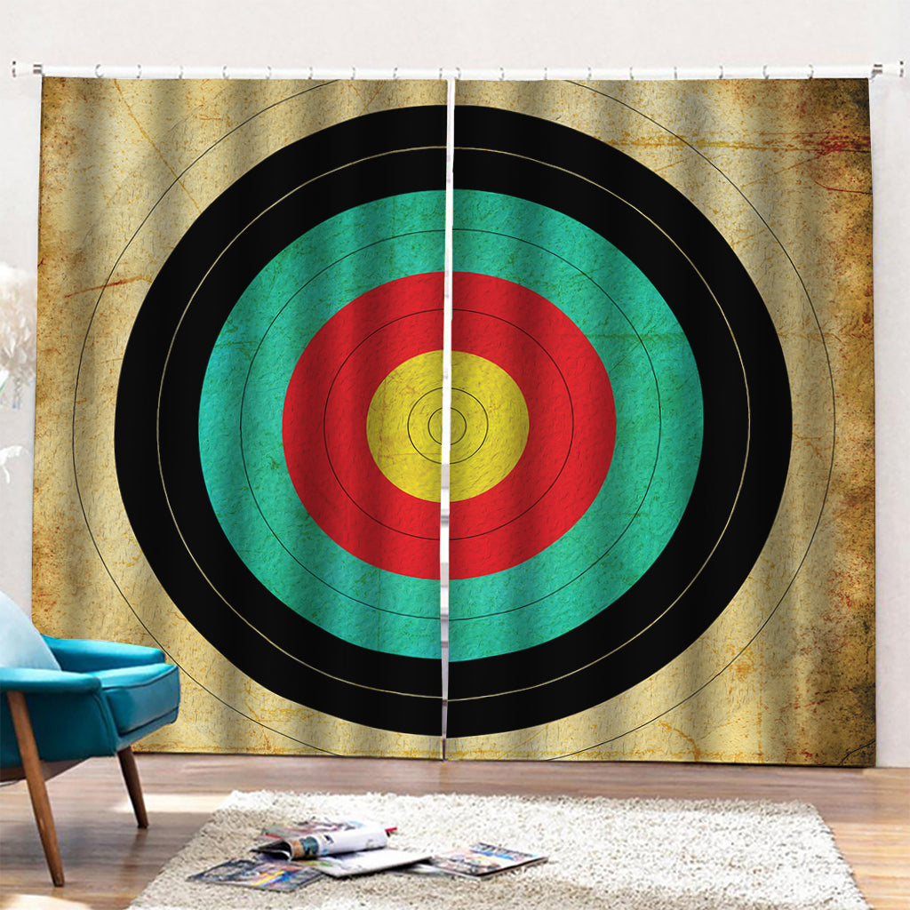 Grunge Bullseye Target Print Pencil Pleat Curtains